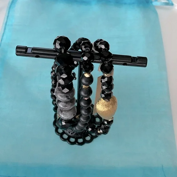Sparkly NAKAMOL CHICAGO Three Strand Bead and Stone Bracelet - Picture 4 of 4